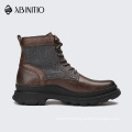 ABINITIO Custom Logo Designer Lace Up Winter Warm Leather Boots For Men